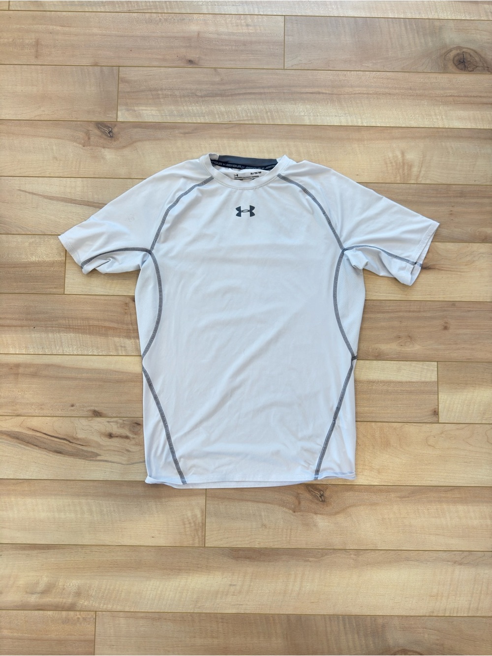 Under Armour White Tech Tee with Gray Stitching - Compression